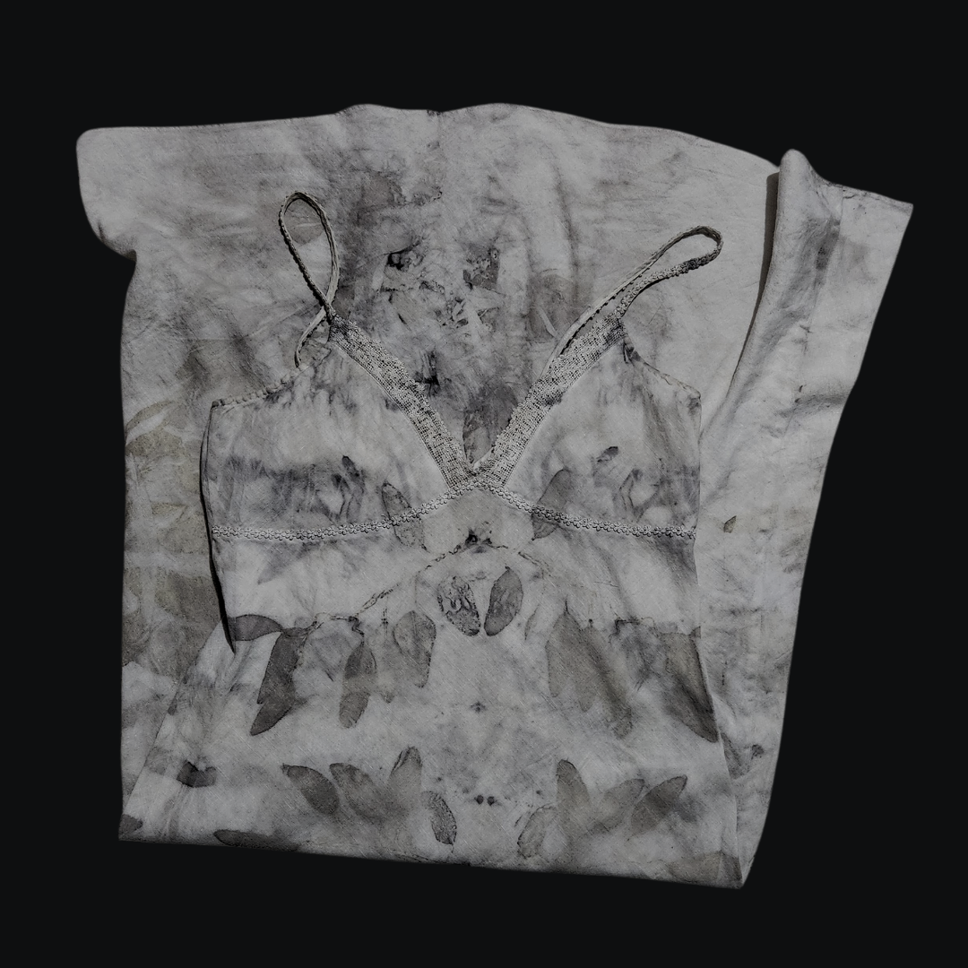 Eco-Printed Vintage Queen Anne's Lace by Eileen West Linen Maxi Slip Dress