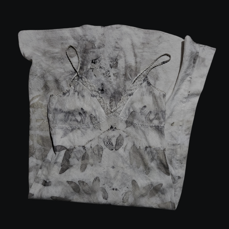 Eco-Printed Vintage Queen Anne's Lace by Eileen West Linen Maxi Slip Dress