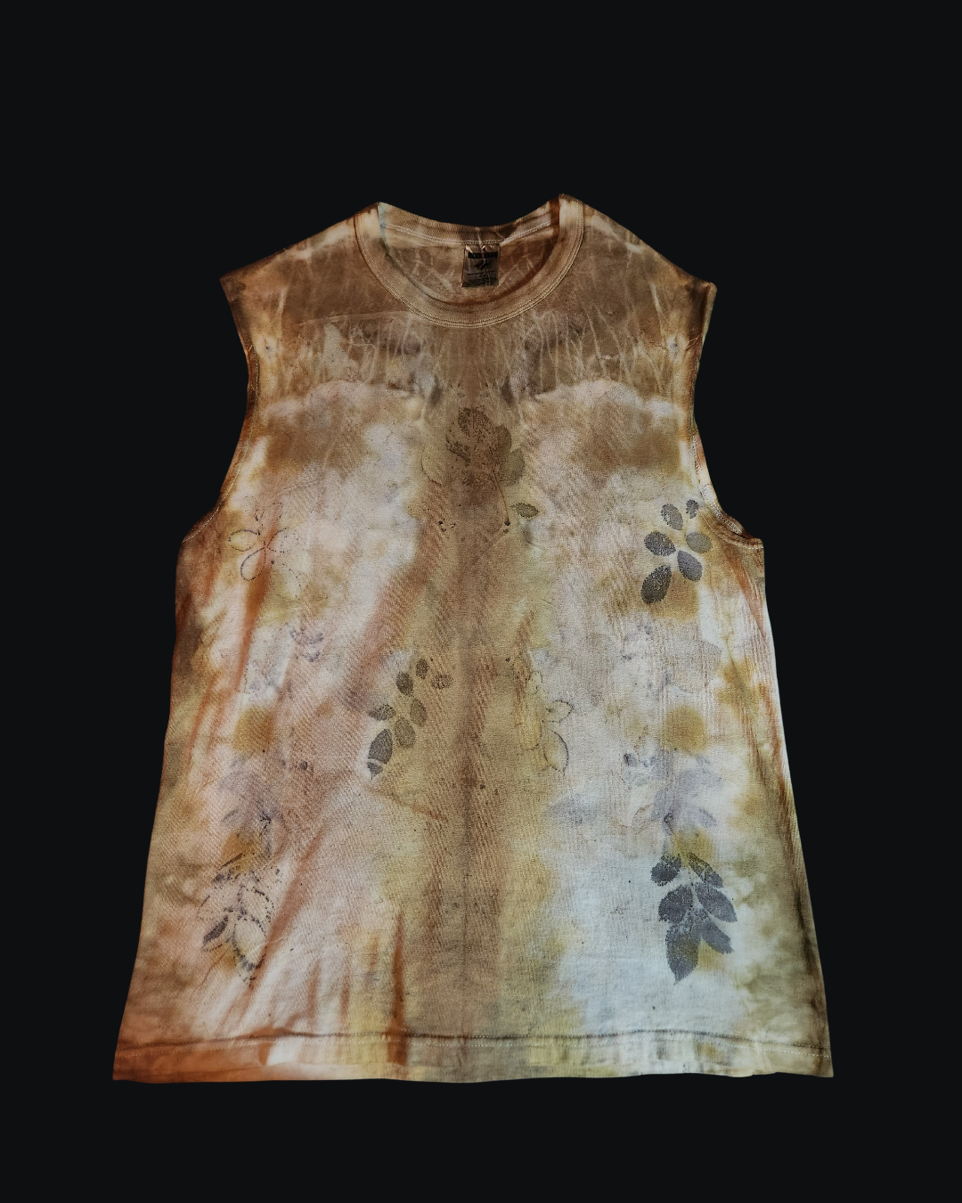 Vintage Jerzees Large Botanical Rose Print Rust & Onion Skin Dyed Tee