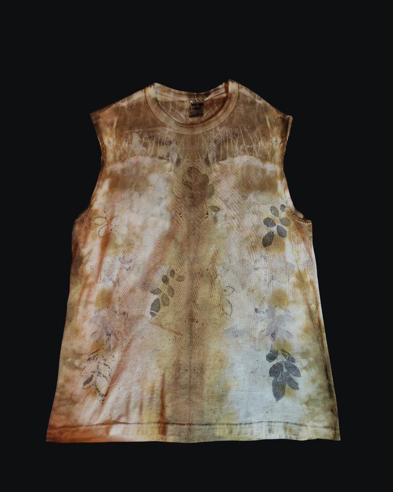 Vintage Jerzees Large Botanical Rose Print Rust & Onion Skin Dyed Tee