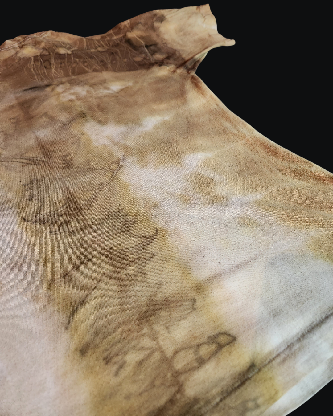 Vintage Jockey L Tee: Rusty Hues & Onion Skin Dye, Stem Spine Print | Earthly Elegance