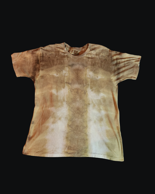Vintage Jockey L Tee: Rusty Hues & Onion Skin Dye, Stem Spine Print | Earthly Elegance