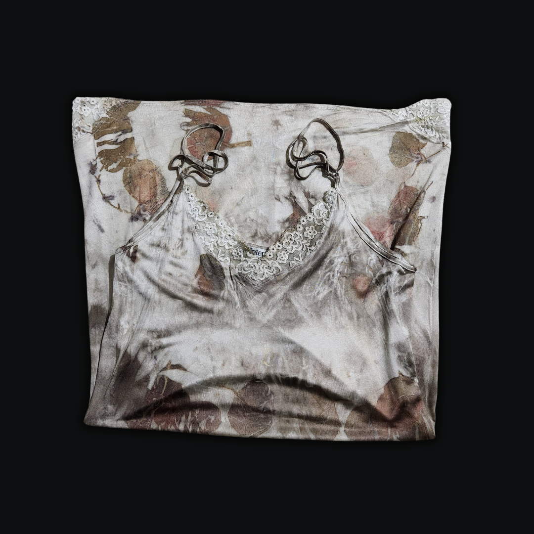 Eco-Printed Vintage Winter Silks Silk Slip Dress