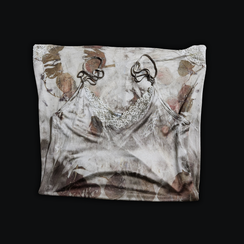 Eco-Printed Vintage Winter Silks Silk Slip Dress