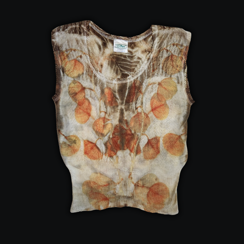 Eco-Printed Vintage L. L. Bean Sleeveless Knit Wool Top