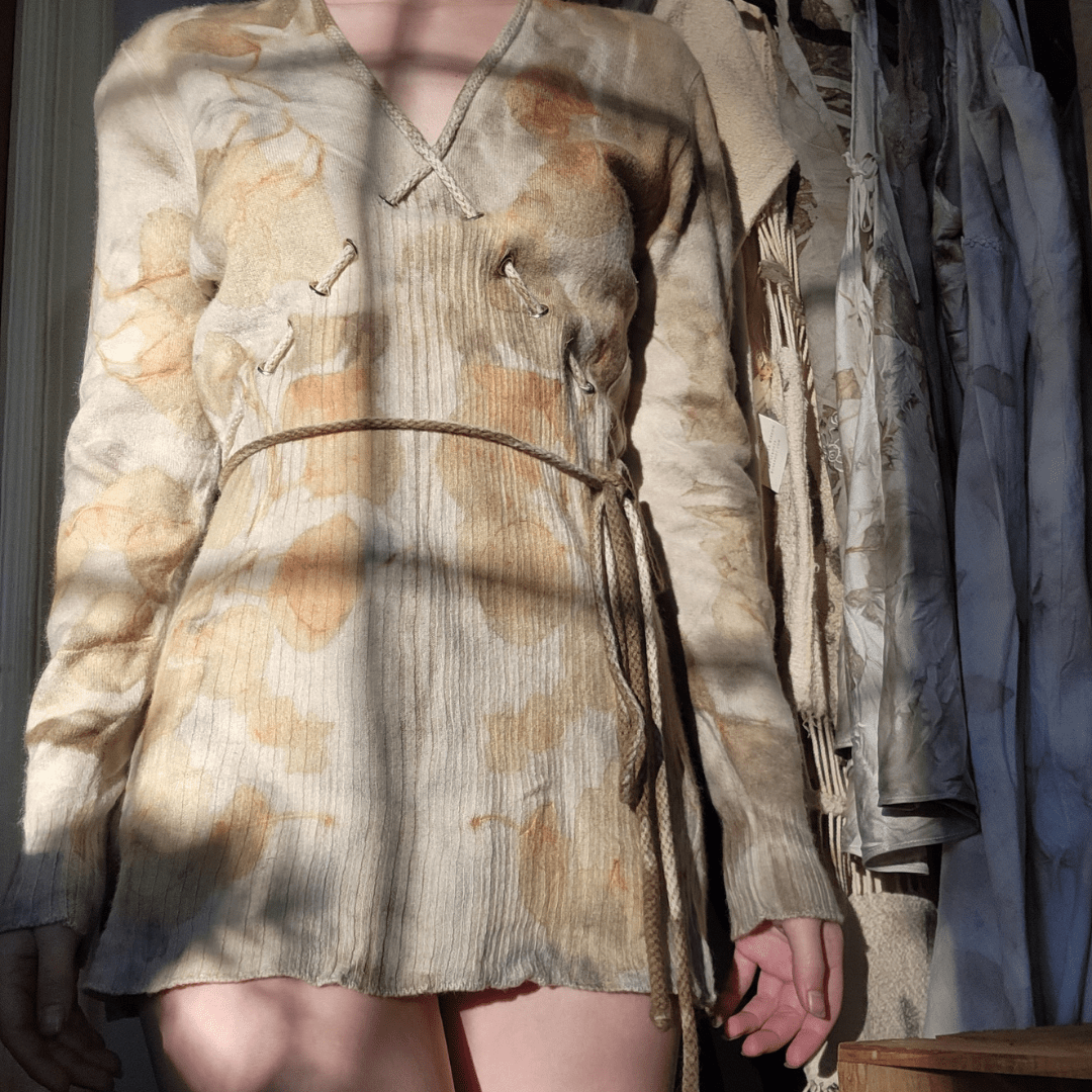 Eco-Printed Vintage Dalton's Virgin Cashmere Tie Sweater-Sweater-Rune Root